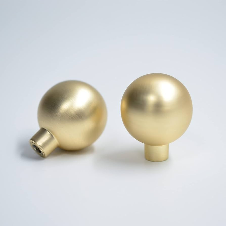 LECHYN 10 Pack 22mm Solid Brushed Gold Kitchen Cabinet Hardware Knobs, Round Ball Brushed Gold Kn... | Amazon (US)