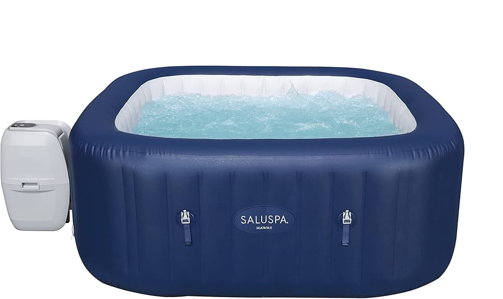 Bestway SaluSpa Hawaii AirJet 2 to 6 Person Square Inflatable Hot Tub Portable Outdoor Spa with 1... | Amazon (US)
