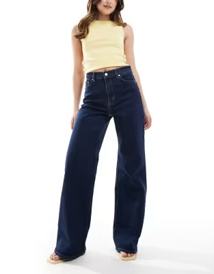 & Other Stories high waist wide leg jeans in dark blue wash | ASOS | ASOS (Global)