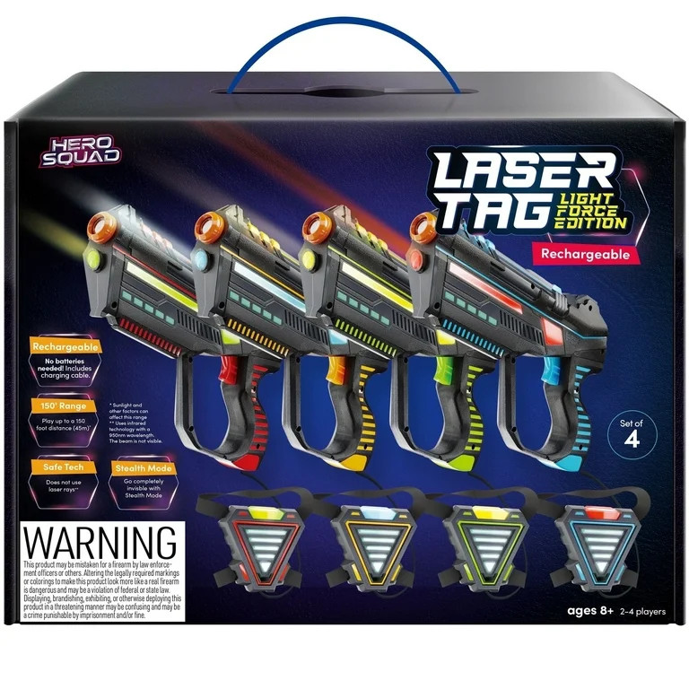 Hero Squad Rechargeable Laser Tag - 360 Sensors & LCDs - Set of 4 - Gift for Kids, Teens & Adults | Walmart (US)