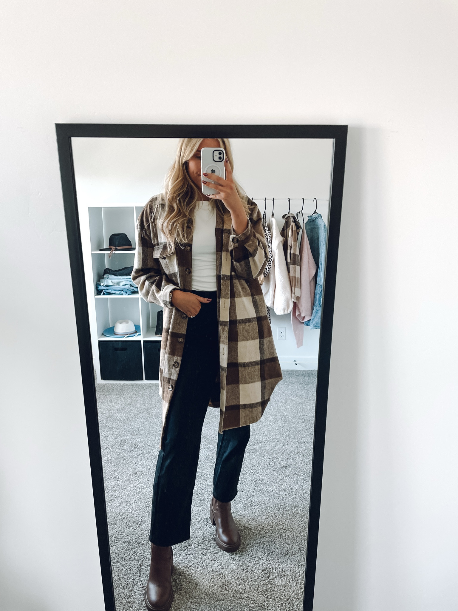 Teacher outfit idea or Thanksgiving outfit idea!
White top: true to size
Brown flannel shacket: wearing M
Black jeans: true to size
Brown boots: sized up half

| fall outfit | winter outfit | teacher outfit | thanksgiving outfit 

#LTKSeasonal #LTKWorkwear #LTKHoliday