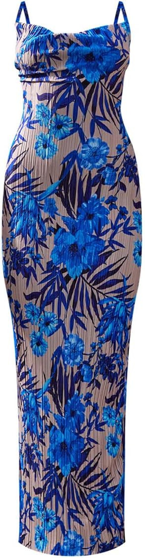 Women's Spring Cowl Neck Dress Sexy Strap Shoulder Pleated Maxi Dresses Summer Wedding Guest Dres... | Amazon (US)
