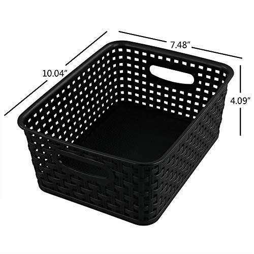 CadineUS 6-pack Black Woven Plastic Storage Baskets Organizing Bins | Walmart (US)