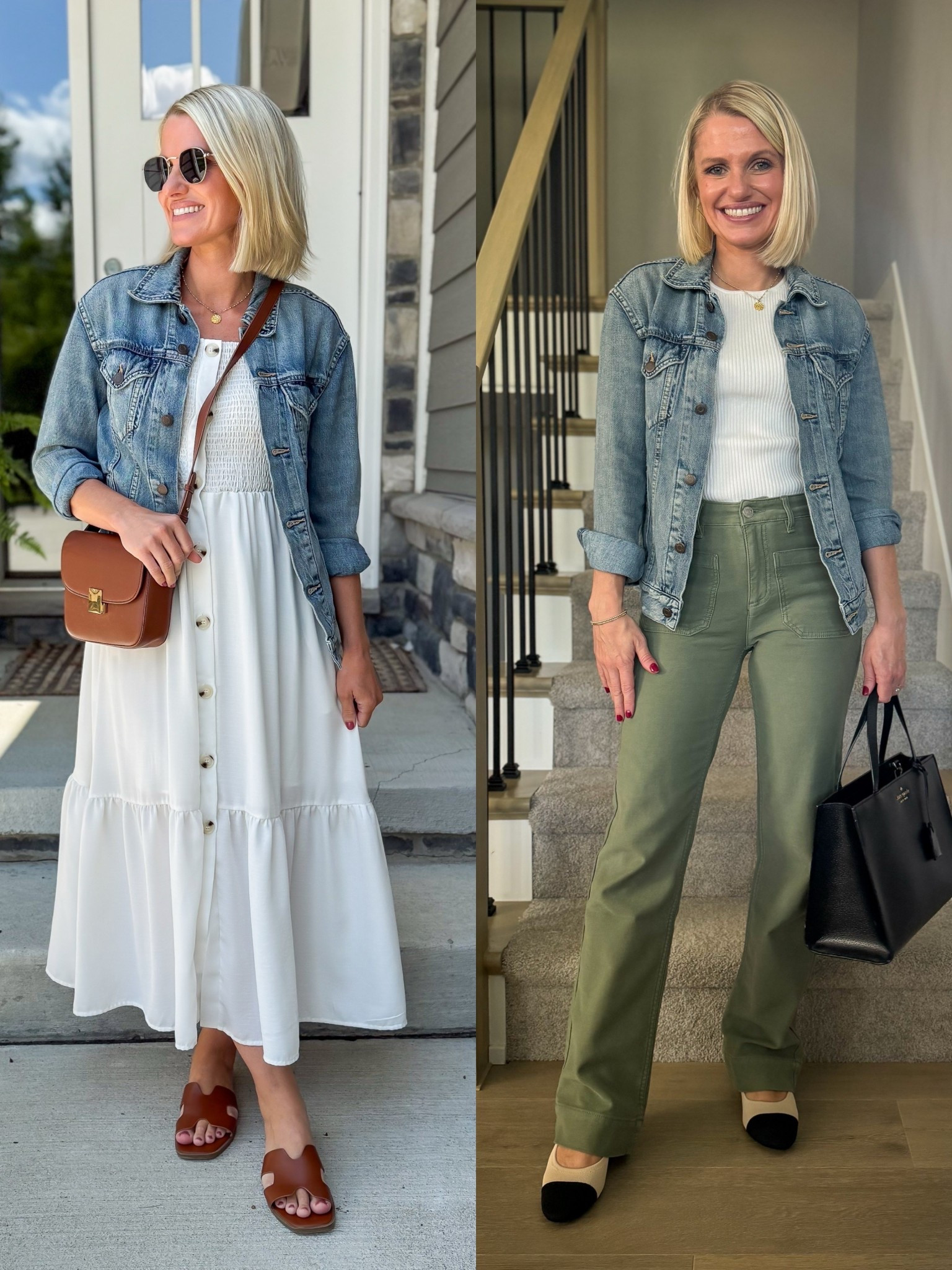 Updated denim jacket outfit ideas! 
White dress- small
Denim jacket- xs
Green pants- 0

#LTKOver40 #LTKPetite #LTKSeasonal