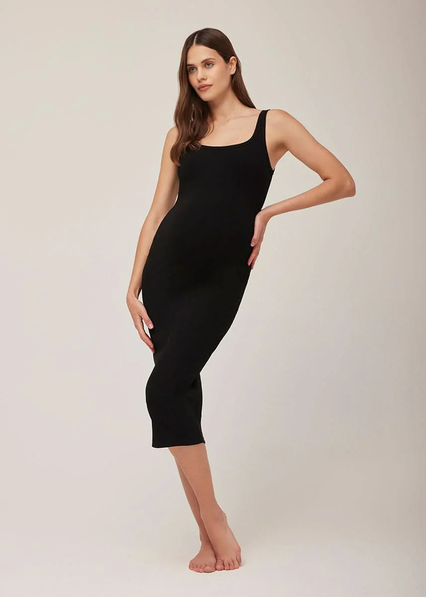 Shop The Sculpting Rib Midi Dress | BUMPSUIT Maternity | BUMPSUIT