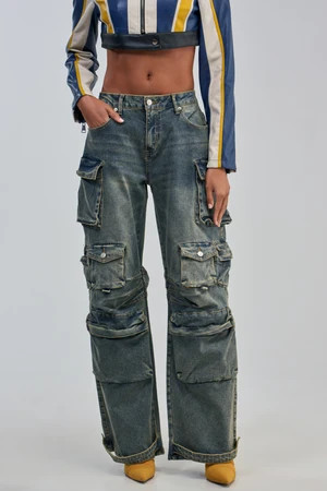 AKIRA Vintage Lover Cargo Pants Denim | Size 26 | AKIRA