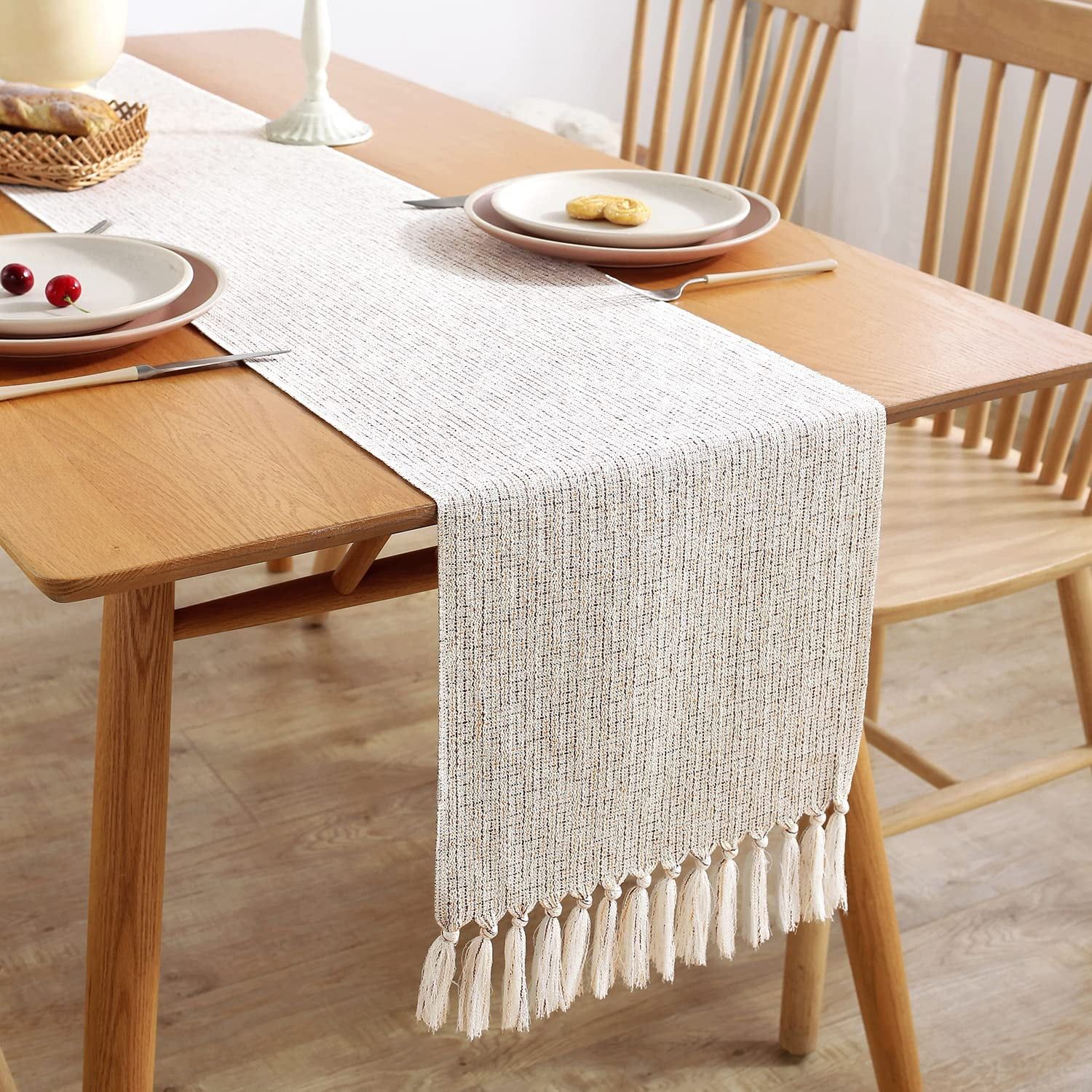 Rustic Farmhouse Style Table Runner, Boho Thick Burlap Linen Washable Table Runners 72 Inches Lon... | Walmart (US)