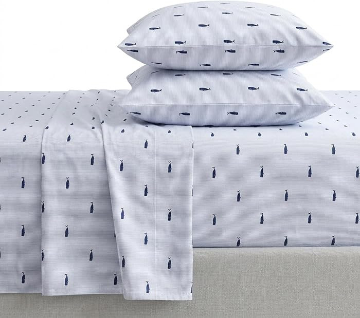 Nautica - Twin Size Sheet Set, Crisp Cotton Percale Bedding with Matching Pillowcase, Fully Elast... | Amazon (US)