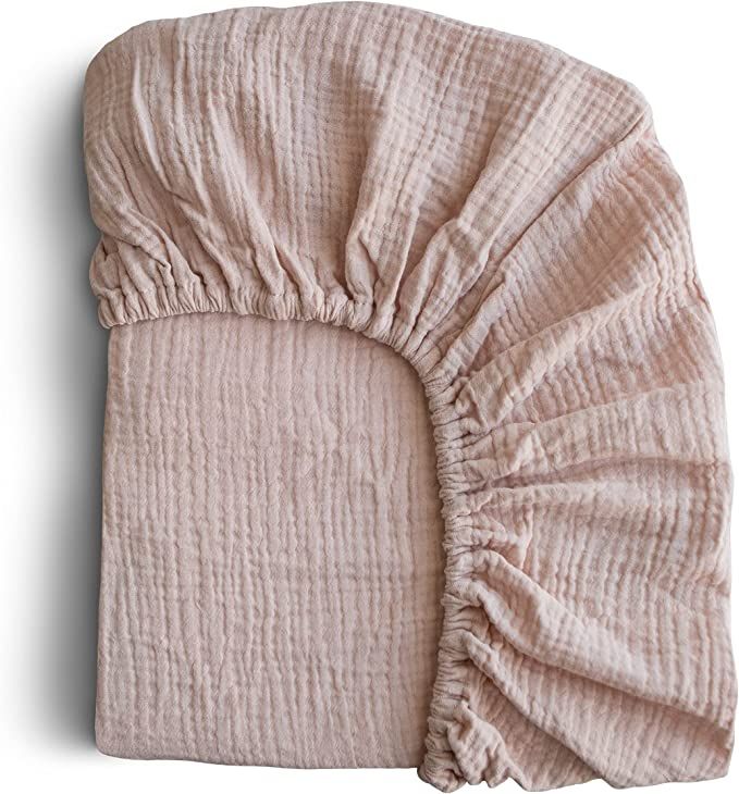 mushie Extra Soft Muslin Fitted Crib Sheet | 28"x 52" (Blush) | Amazon (US)