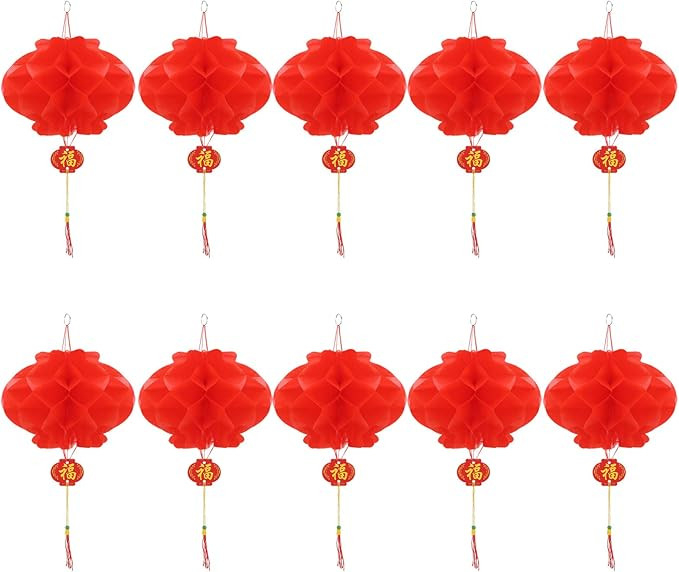 10 Pcs Chinese New Year Lanterns Red Lanterns Set of 10 for Chinese Spring Festival Wedding Festi... | Amazon (CA)