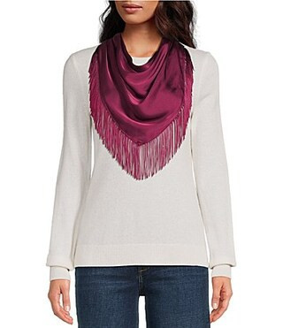 Anna  Ava Fringe Triangle Scarf - Burgundy | Dillard's