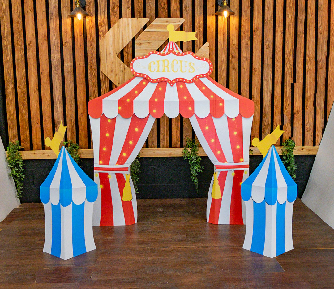 Circus Tent Stands, Huge 6FT Circus Themed Backdrop, 3 Tents & Sign Included, Children's Party Di... | Etsy (US)