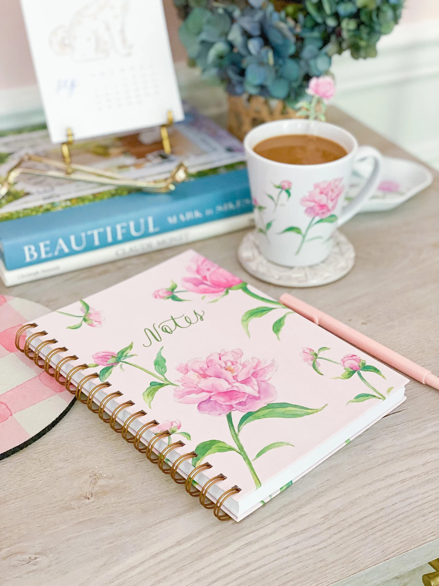 Watercolor Peonies Gold Spiral Bound Notebook — Simply Jessica Marie | Simply Jessica Marie