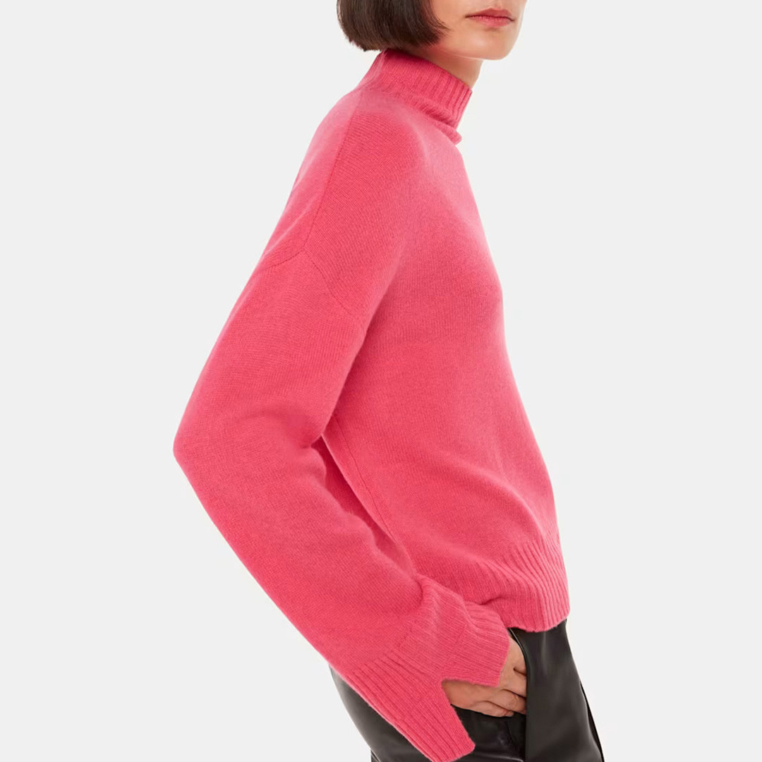 Pink Double Trim Funnel Neck Wool Jumper | BrandAlley