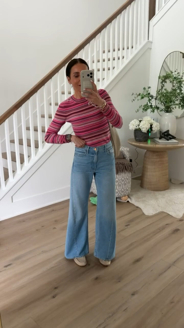 Loafers from Rothy's, fun spring outfit, Mother jeans, striped top, anna brstyle.

#LTKOver40 #LTKootd