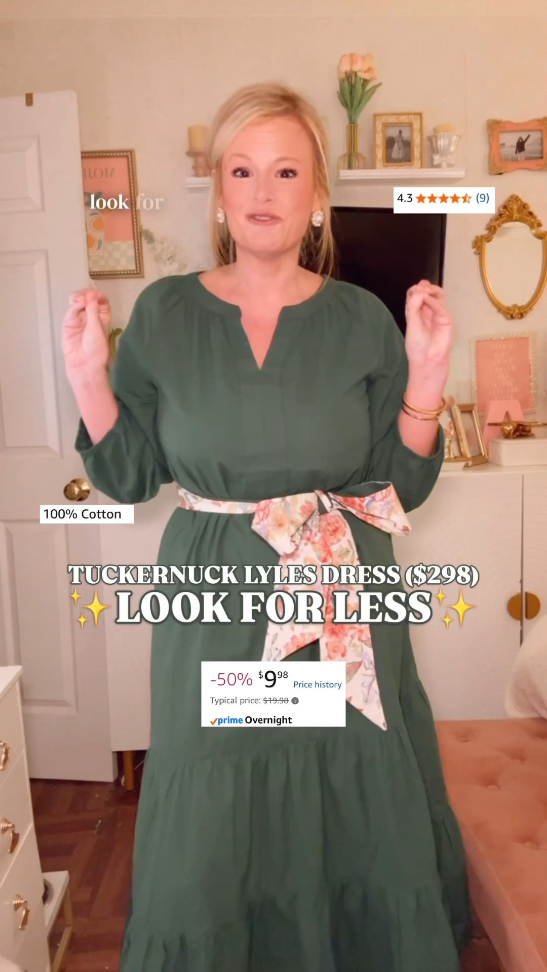 Amazon fall dress | $298 Tuckernuck Lyles look for less | $10 cotton dress | fall outfits women

The $298 Tuckernuck Lyles dress look is currently TEN DOLLARS on Amazon. I am sorry, what?! This is the kind of price discrepancy that sends me into investigative mode. 😂

The Tuckernuck connection comes through in the forest green color, split V neckline, puffed sleeves, relaxed A line silhouette, tiered midi skirt and contrast floral sash. It captures that polished, feminine Lyles outfit feeling for $288 less.

And it is 100% cotton. For $10. The breathable cotton, three quarter sleeves and rich green color make it a true wear now and later dress, comfortable while August is hot and easy to move into fall with loafers, flats, boots or a cardigan.

I’m in a medium. It runs true to size, if anything a little generous, so size down if you are between sizes. The removable floral belt lets you define the waist or wear the dress loose, and yes, it has pockets. They covered the entire checklist here.

Wear it for teacher outfits, work outfits, business casual workwear, church, brunch, family photos, fall dinners, Thanksgiving or fall wedding guest outfits.

A 100% cotton fall dress with pockets, an adjustable silhouette and a $298 designer reference for $10 feels like the internet briefly made a clerical error in our favor.

Amazon dress under $20, green midi dress, cotton midi dress, tiered dress, A line dress, dress with pockets, floral belt dress, teacher dress, work dress, church dress, fall wedding guest dress, Thanksgiving outfit, preppy fall outfit, Tuckernuck look for less, designer dress look for less

#LTKFindsUnder50 #Tuckernuck #FallOutfit #FallDress #TeacherOutfits #WorkOutfits #BackToSchoolOutfits #PreppyStyle #LookForLess #AmazonFashionFinds

#LTKSaleAlert #LTKWedding #LTKWorkwear