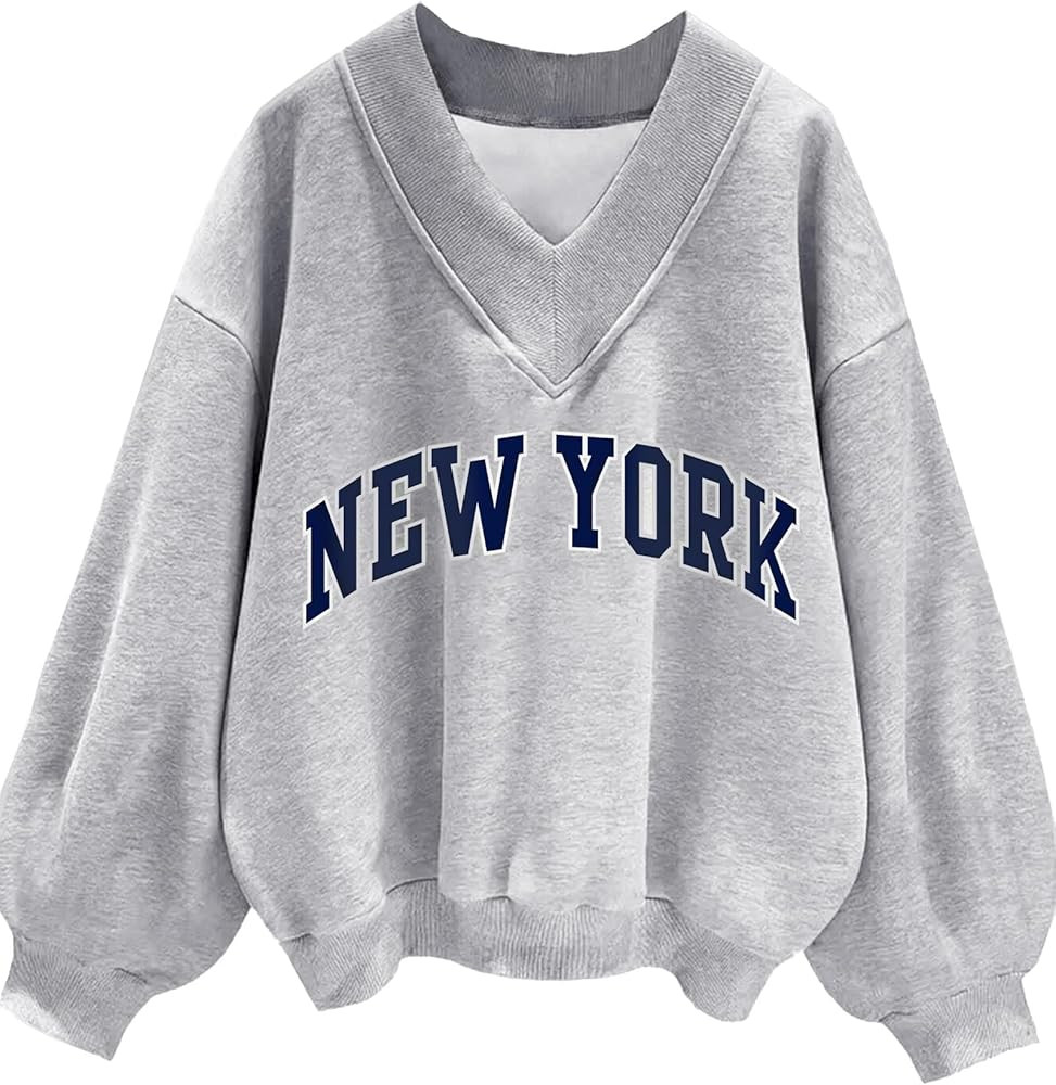 Remidoo Oversized Sweatshirt for Women V Neck Sweatshirts Casual Fleece Long Sleeve Pullover Top | Amazon (US)