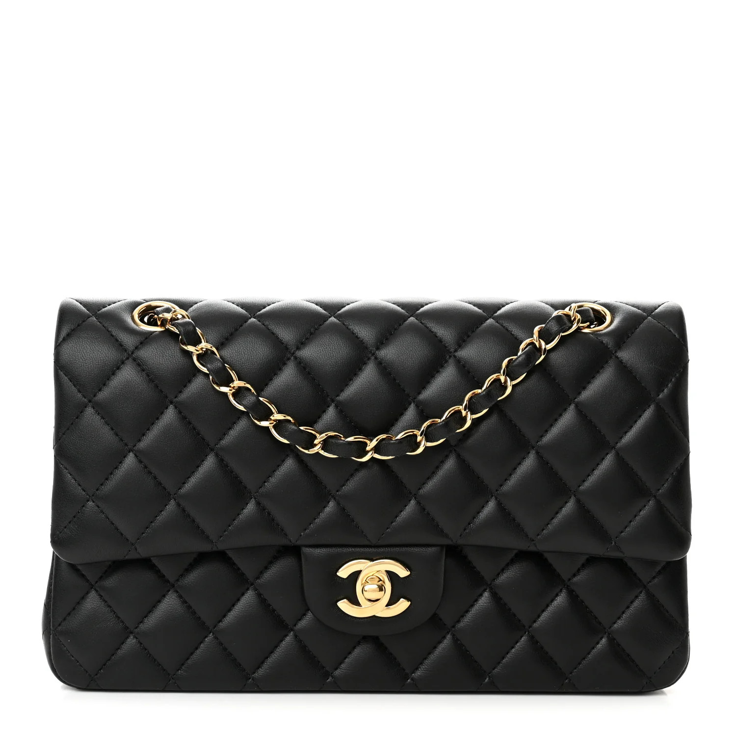 Lambskin Quilted Medium Double Flap Black | FASHIONPHILE (US)