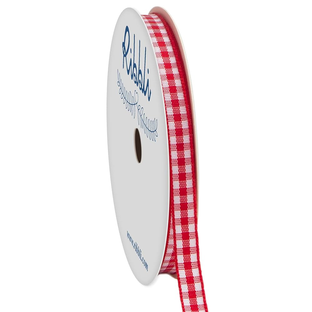 Ribbli Red and White Gingham Ribbon,100% Polyester Woven Edge,1/4 Inch x 10 Yard,Plaid Ribbon Use... | Amazon (US)
