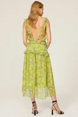 Yellow Floral Midi Dress | Rent the Runway