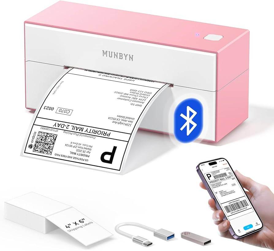 MUNBYN Bluetooth Thermal Label Printer, 4x6 Shipping Label Printer for Shipping Packages, Compati... | Amazon (US)