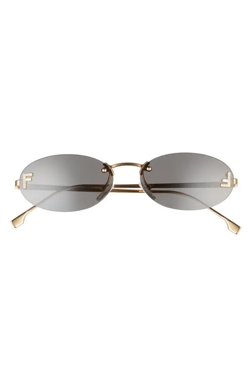 'Fendi First 54mm Oval Sunglasses in Shiny Endura Gold /Smoke at Nordstrom | Nordstrom