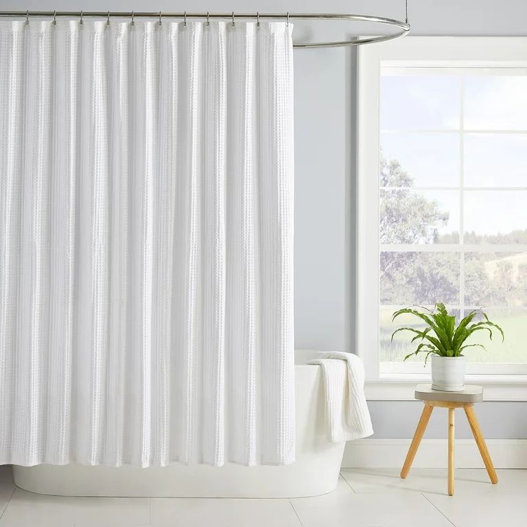 Better Homes & Gardens Chunky Waffle Weave 72” x 72” Fabric Shower Curtain - Walmart.com | Walmart (US)
