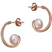 Rose Gold Stud Hoop with Freshwater Pearl Sterling Silver Earrings | Etsy (UK)