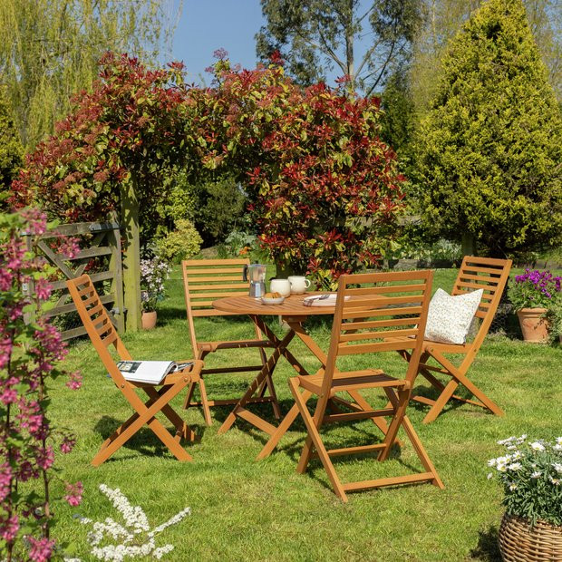 Argos Home Newbury 4 Seater Folding Wooden Patio Set  306/8991 | argos.co.uk