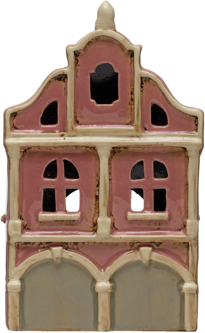 Creative Co-Op 4-3/4"L x 3" W x 7-3/4"H Stoneware House, Pink & White | Amazon (US)