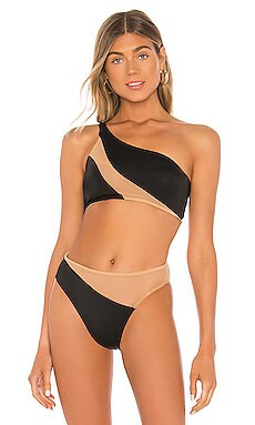 Norma Kamali Snake Mesh Bikini Top in Black & Nude Mesh from Revolve.com | Revolve Clothing (Global)