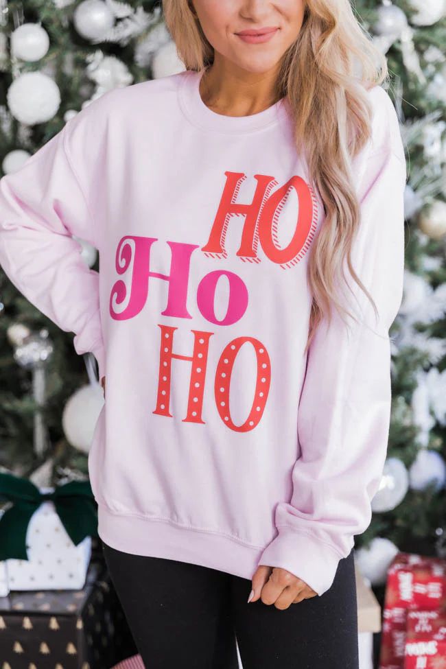 Ho Ho Ho Graphic Pink Sweatshirt | The Pink Lily Boutique