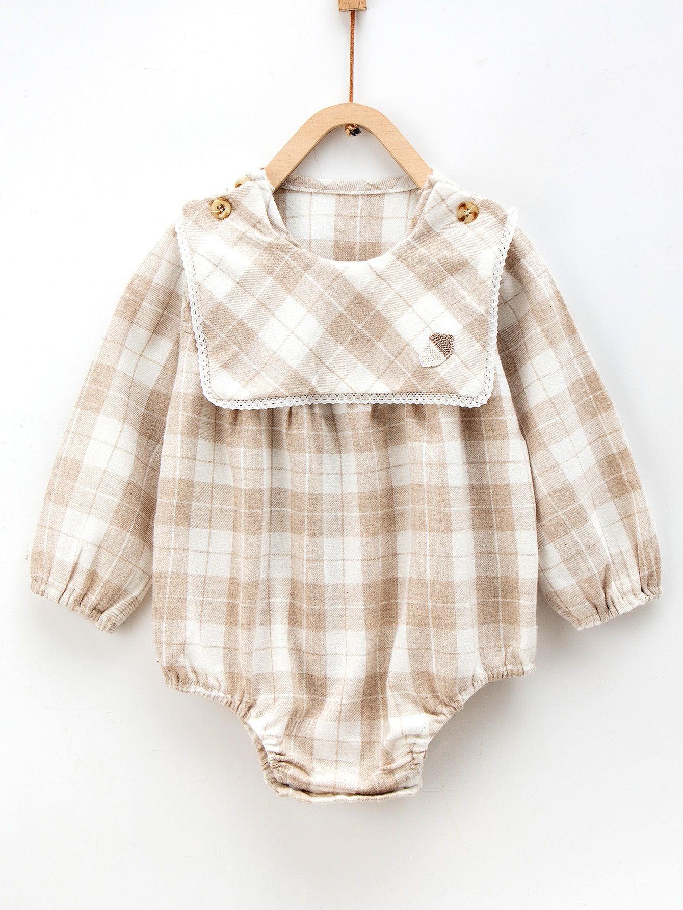 Baby Patched Front Plaid Bodysuit | SHEIN