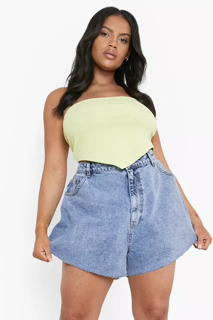 Plus Flippy Denim Short | Boohoo.com (UK & IE)