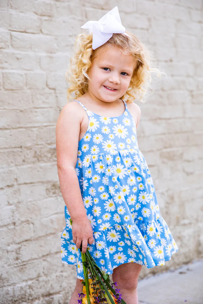 Keep Blooming Kids Blue Floral Mini Dress FINAL SALE | Pink Lily
