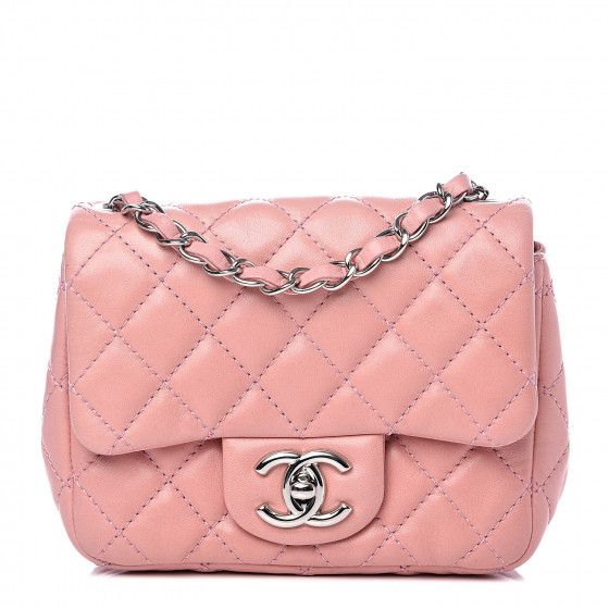 CHANEL Lambskin Quilted Mini Square Flap Pink | Fashionphile