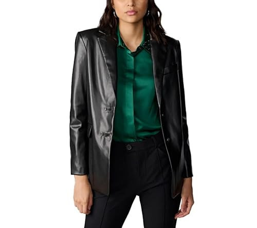 Karl Lagerfeld Paris Women's Faux Leather Blazer, Black | Amazon (US)