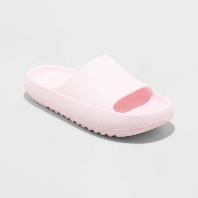 Women&#39;s Mad Love Star Slide Sandals - Pink 6 | Target