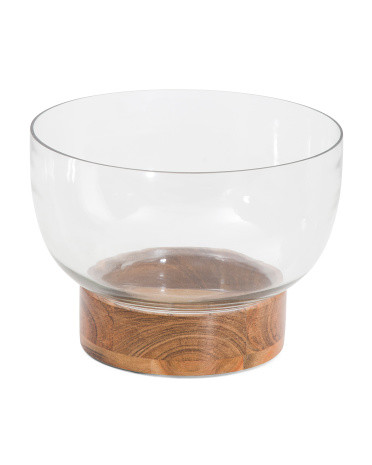 Glass And Wood Fruit Bowl | TJ Maxx