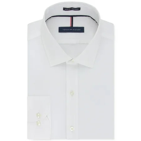 Tommy Hilfiger Mens Slim-Fit Non-Iron Button Up Dress Shirt white 15.5 | Walmart (US)