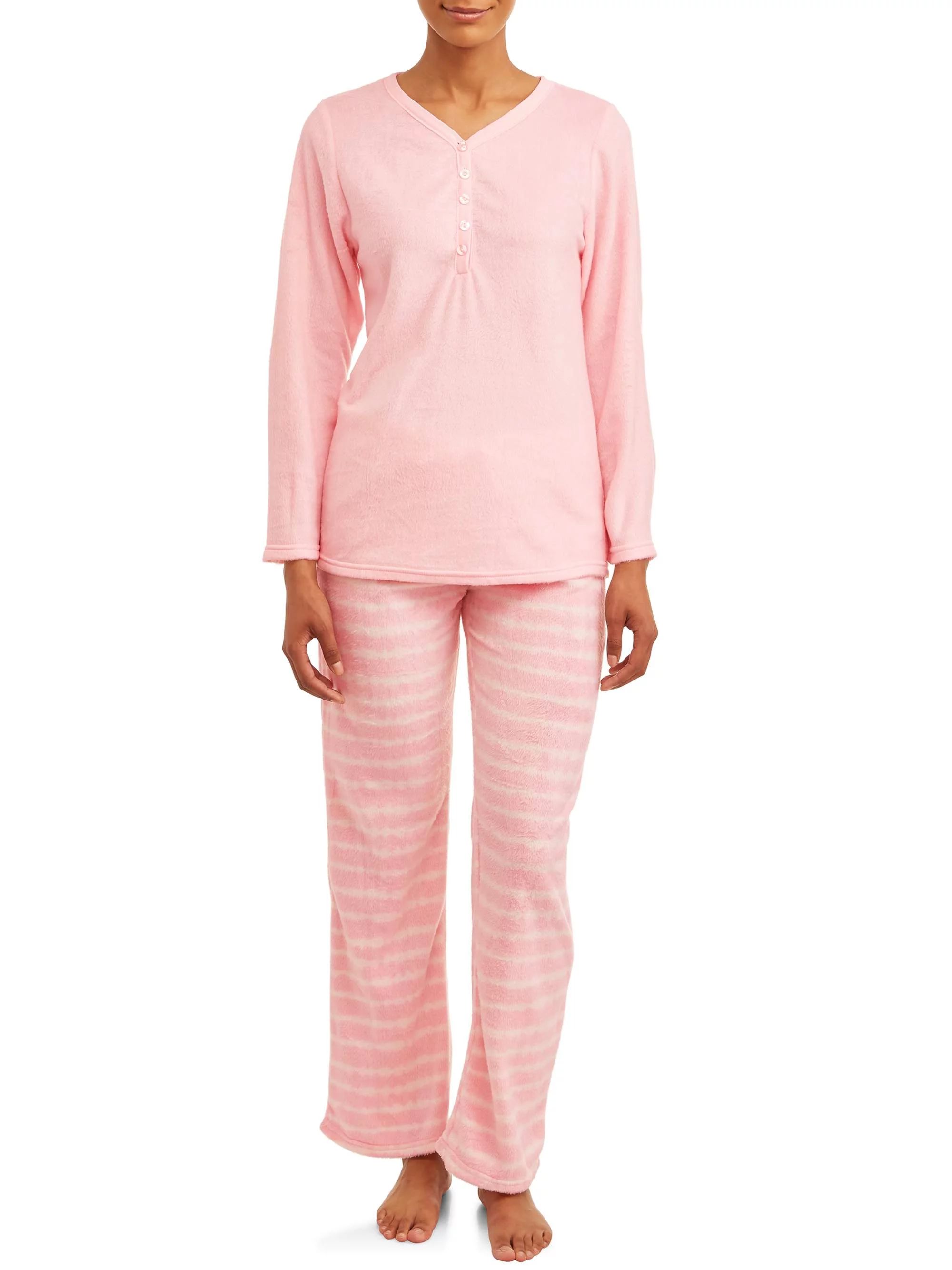 The Cozy Corner Women's Micro Fleece Plush Pajama Set, 2-Piece - Walmart.com | Walmart (US)