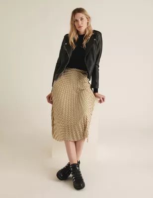 Marks & Spencer Geometric Pleated Midi Skirt - Ochre - AU 14 (UK 14) | Marks & Spencer (AU)