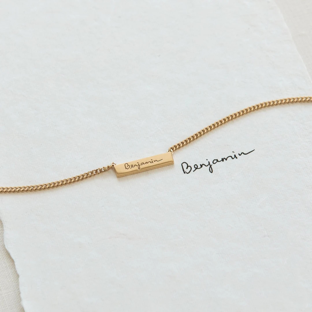 Handwriting Bar Necklace by Gracepersonalized - Signature Necklace - Handwritten Name Necklace | ... | Etsy (US)