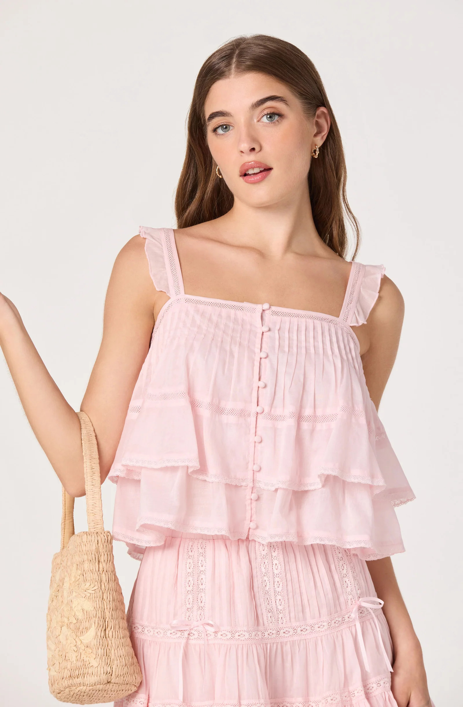 Delia Tiered Babydoll Top - Pink / XS | ASTR The Label (US)