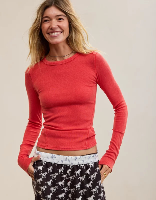 Aerie Essential Crew Layering T-Shirt | Aerie