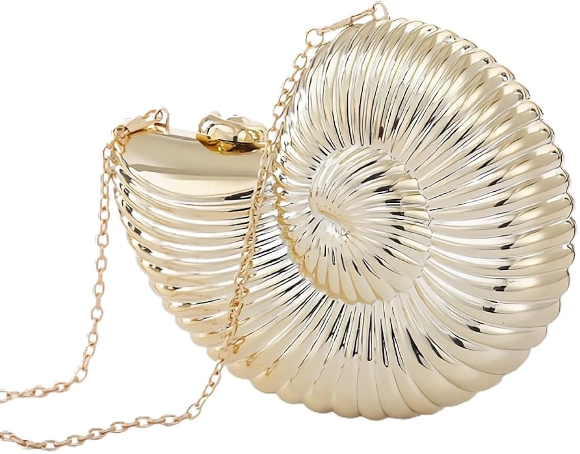 Women's Conch Clutch Purse Elegant Acrylic Evening Bag with Chain Strap for Crossbody Shoulder fo... | Amazon (US)