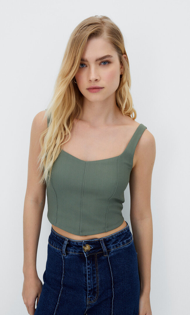 Top corset à bretelles - Mode femme | Stradivarius France | Stradivarius (FR)