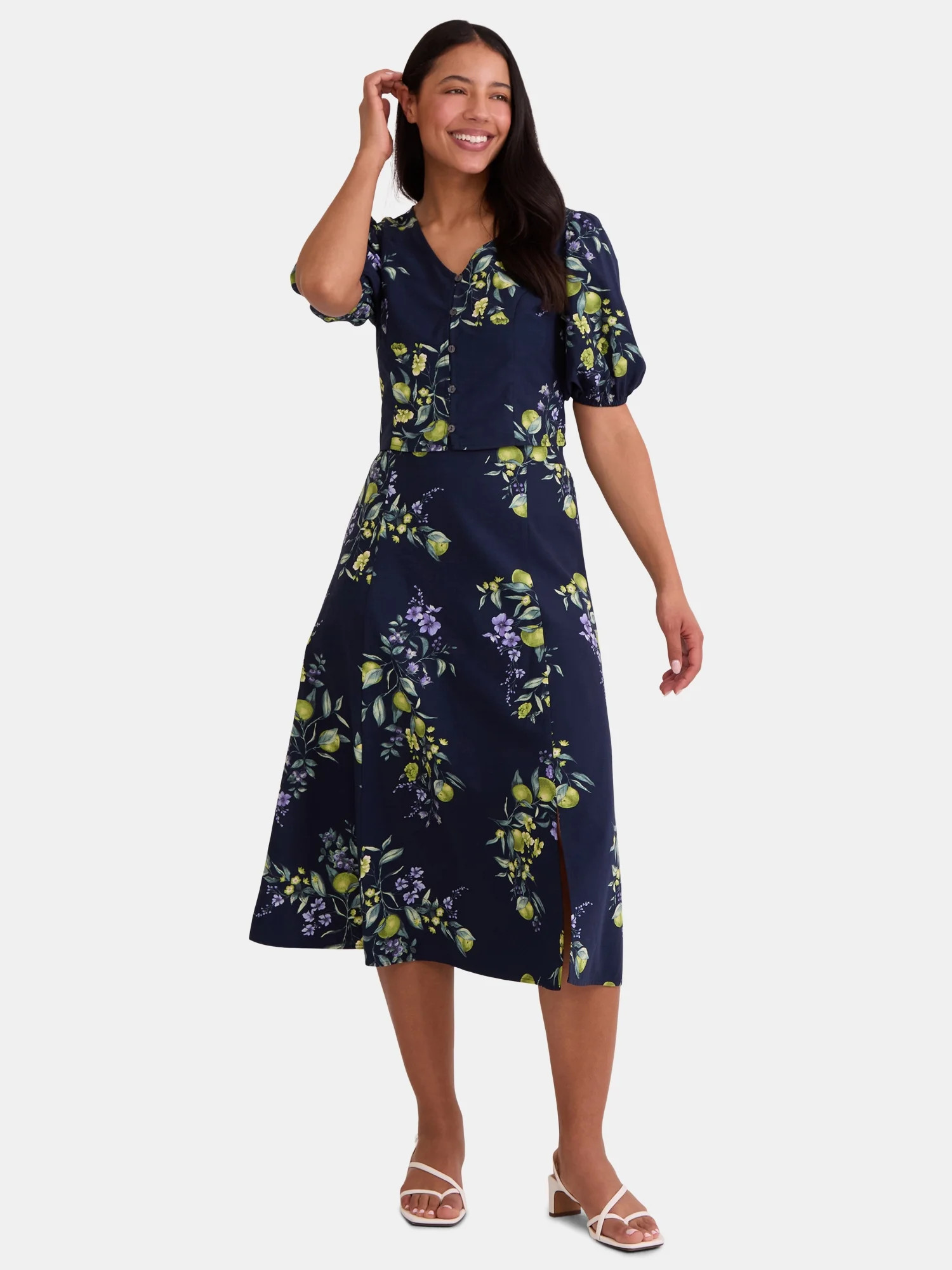 Time and Tru Women's Poplin Skirt Set, Sizes XS-XXXL | Walmart (US)