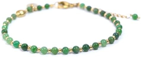 3mm Natural Gemstone Beaded Bracelet for Women, Dainty Tiny Charm Jewelry, Adjustable 7.1-8.6" Id... | Amazon (US)