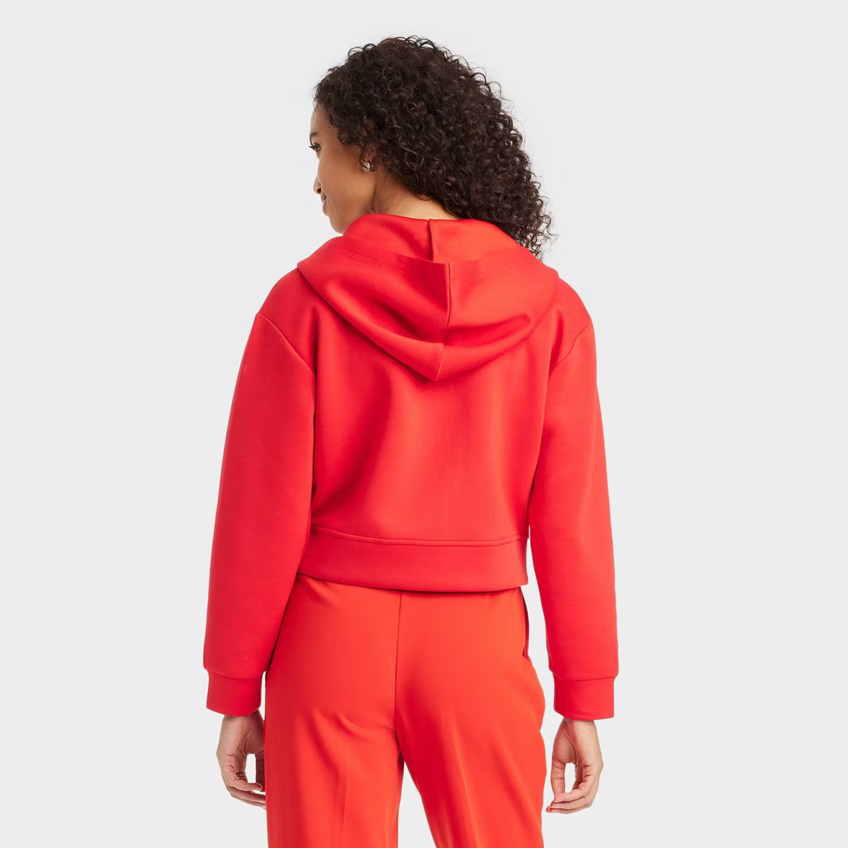 Women's Double Knit Zip Hoodie Sweatshirt - A New Day™ Red S | Target